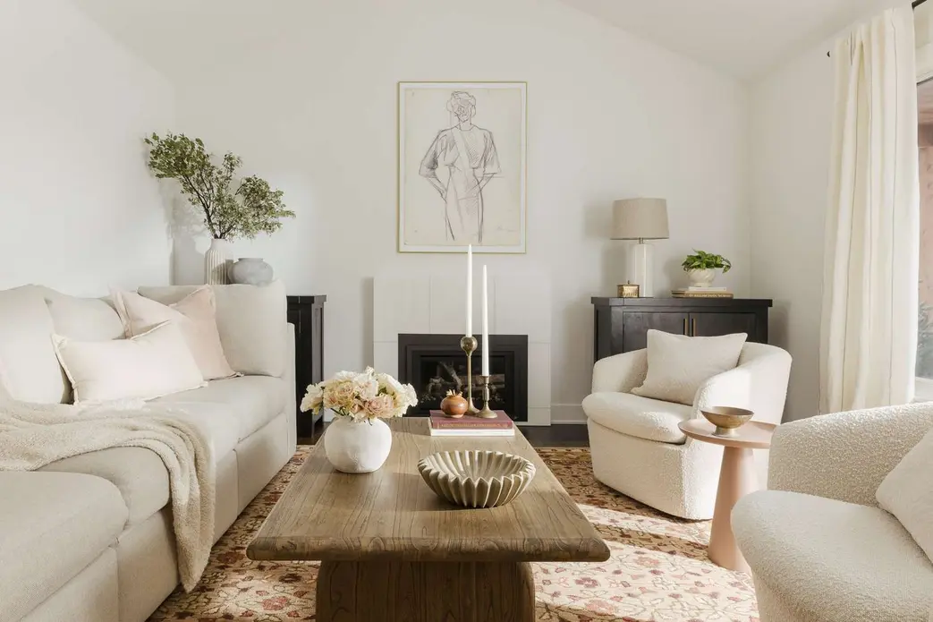 دکوراسیون مدرن گرم با جزئیات رنگ کرم و صورتی